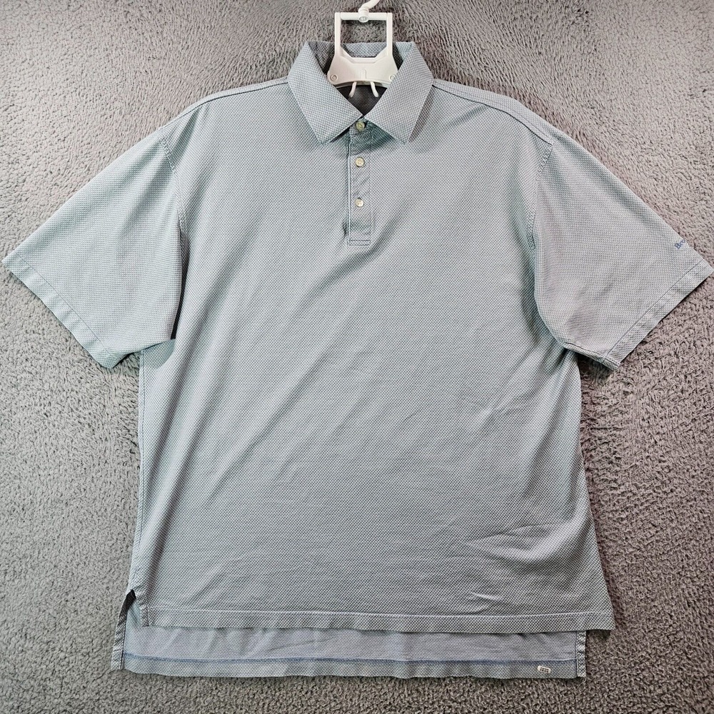Byron Nelson Eleven Straight Polo Shirt Men XL Short Sleeve Geometric Blue White